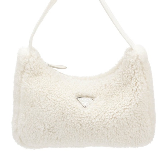 Prada White Shearling Shoulder Bag - Picture 3 of 4